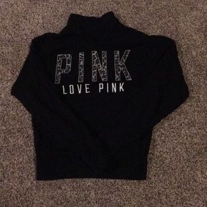 PINK black quarter zip sweatshirt.